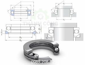 Vòng bi bạc đạn chà 53312 60x110x38.3 SKF Koyo NTN KG Nachi NSK